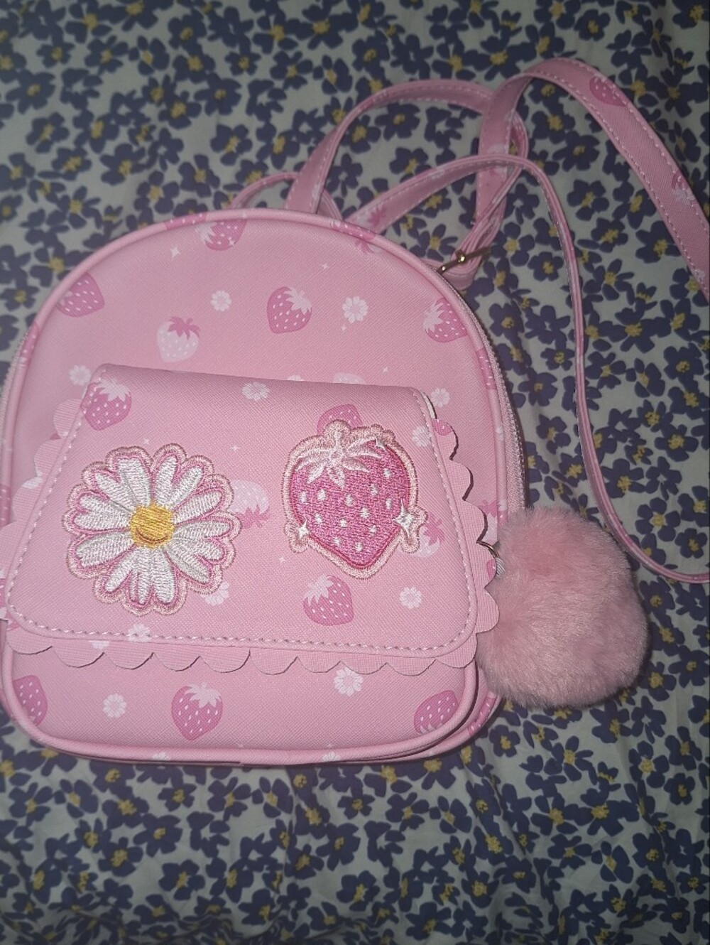 Under One Sky Pink Strawberry & Daisy Mini Backpack